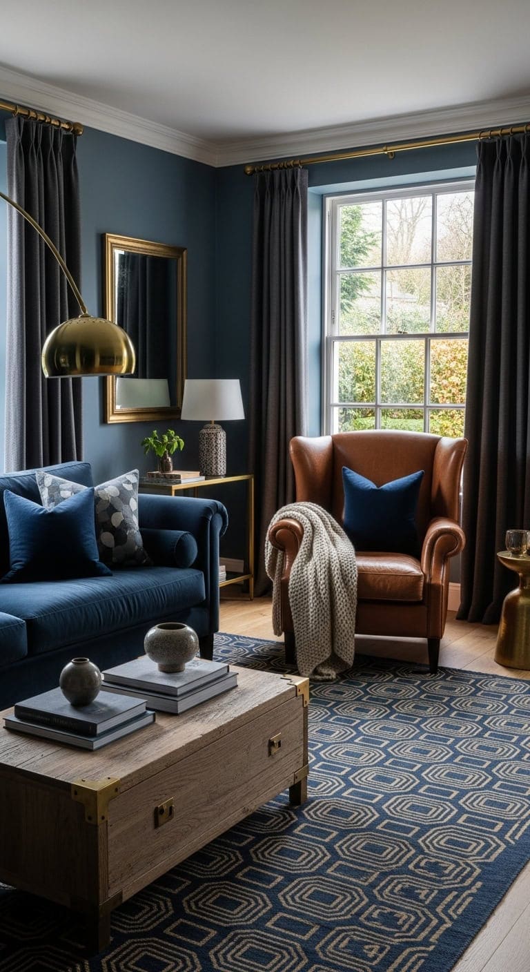 sophisticated moody backdrop with warm brass