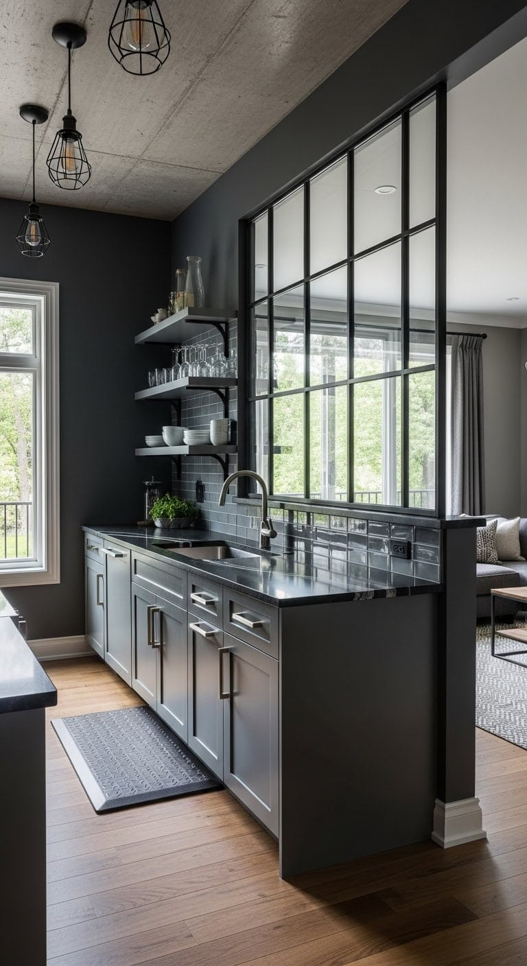 sophisticated open contained noise controlled kitchen