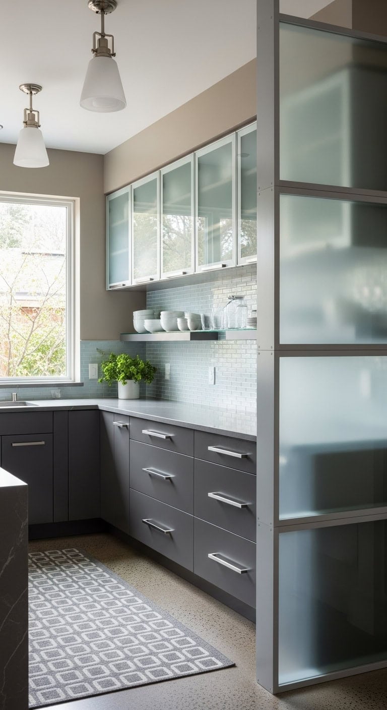 sophisticated open space frosted glass solution