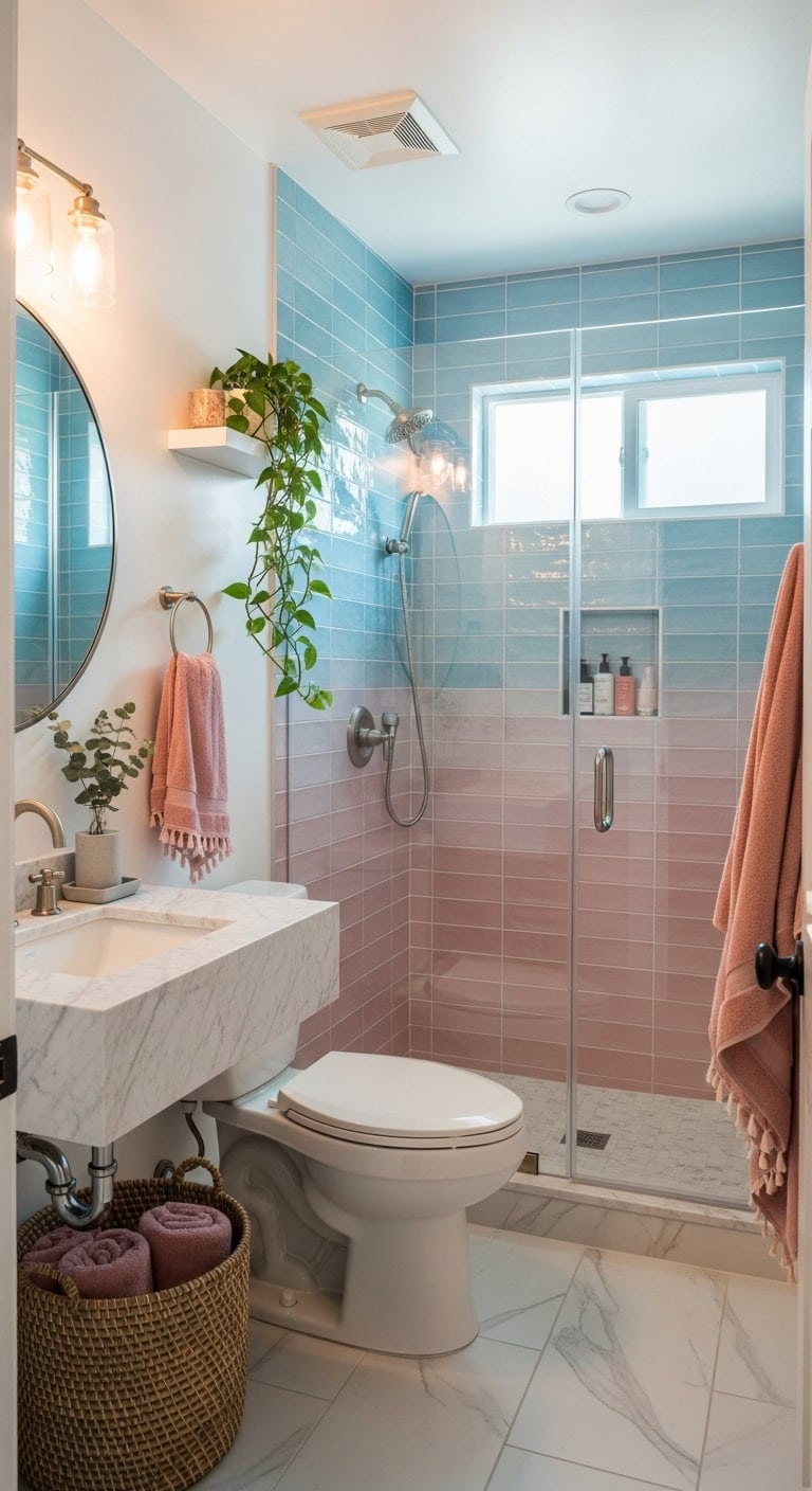 spa like ombre gradient shower transformation