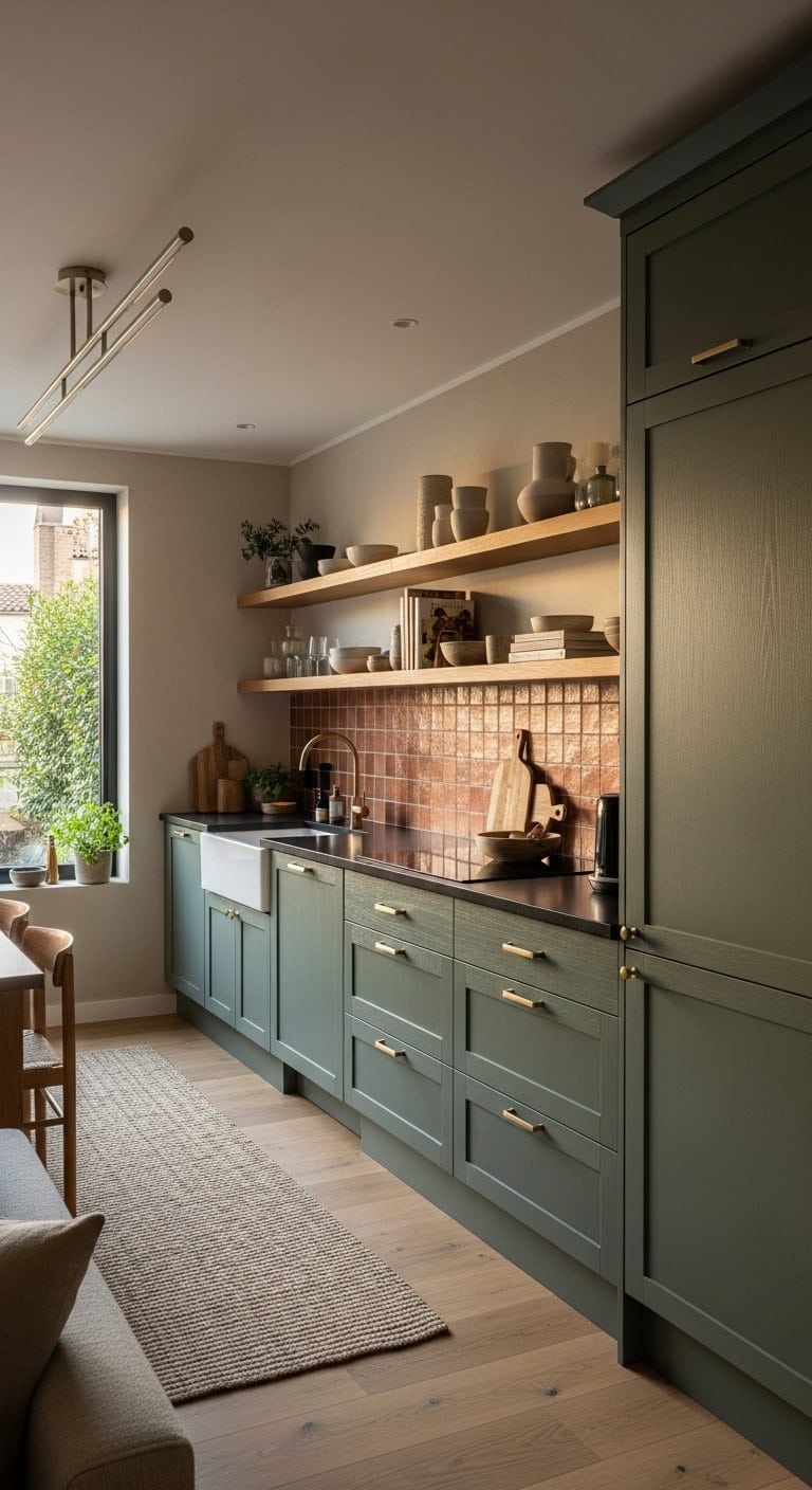 streamlined linear kitchen compact maximized