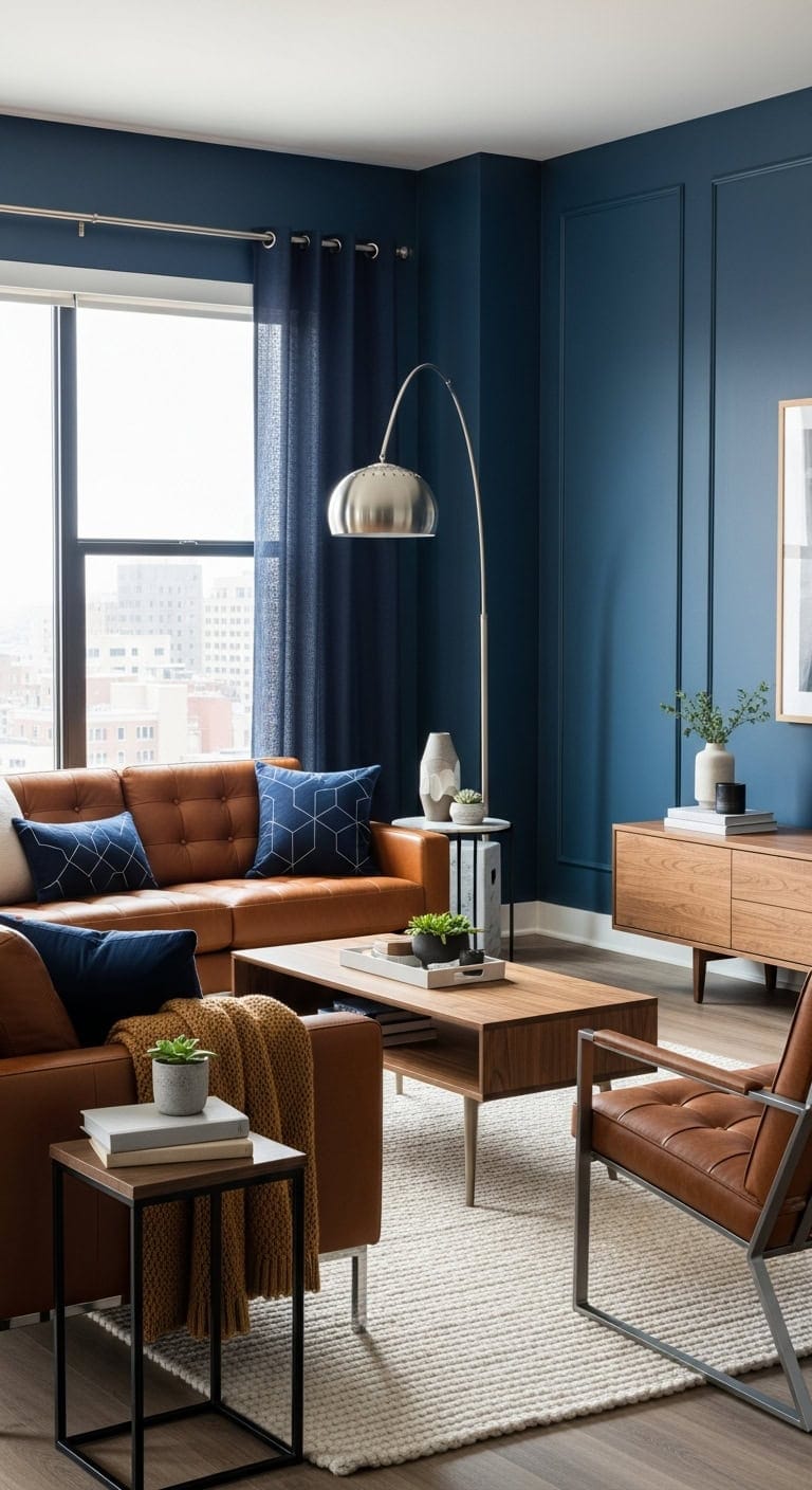 streamlined navy and brown elegance