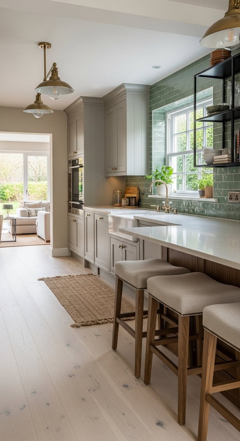 subtle kitchen peninsula separation solution