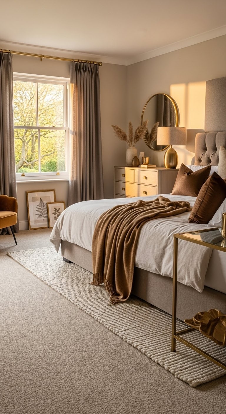 subtle metallic glamour enhances beige elegance