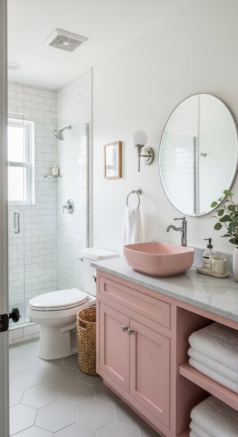subtle pink bathroom style statement
