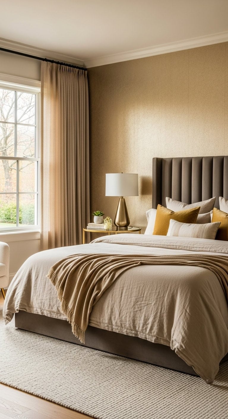 subtle shimmer elegant bedroom retreat