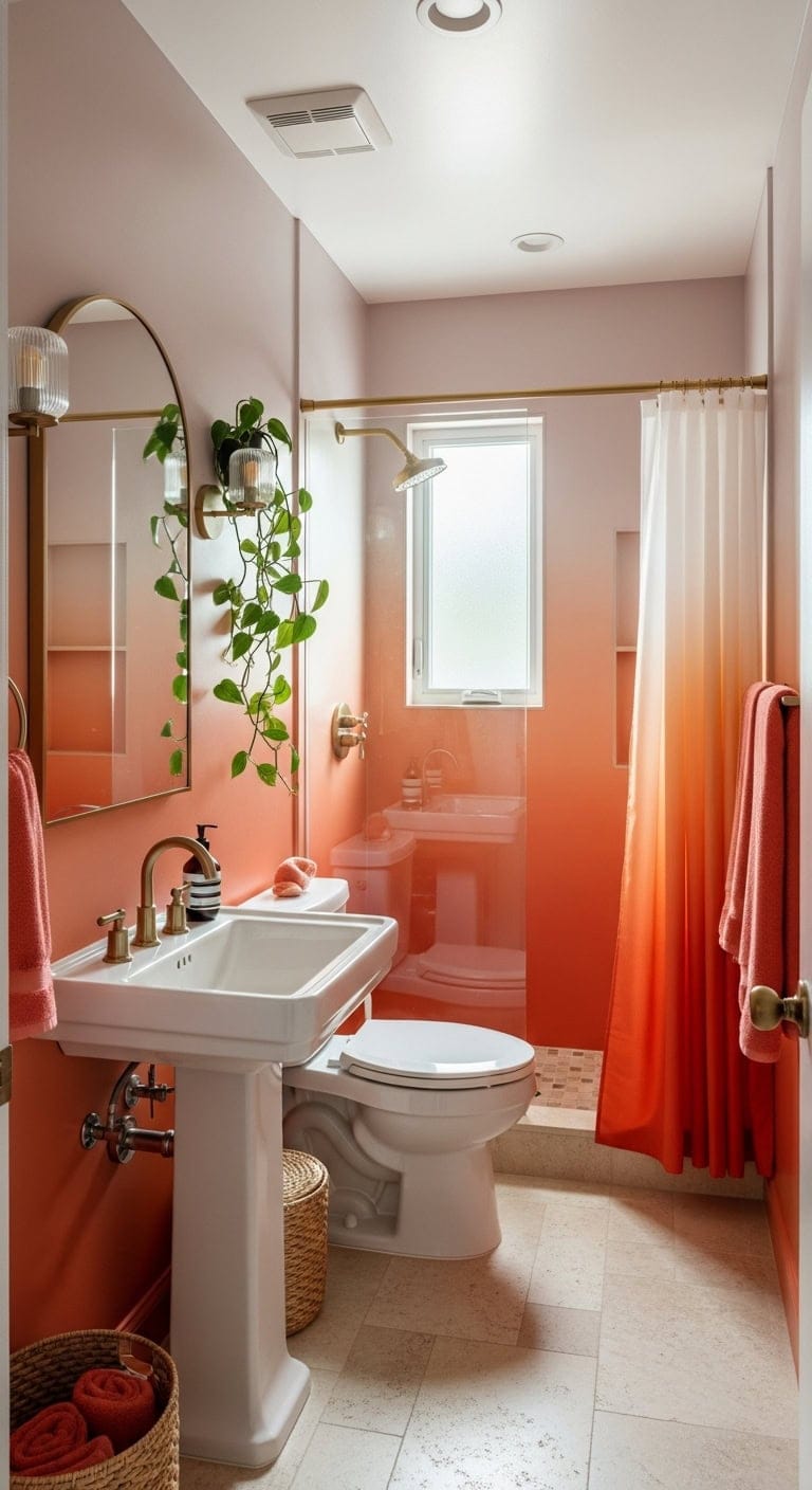 sunset inspired bathroom gradient design
