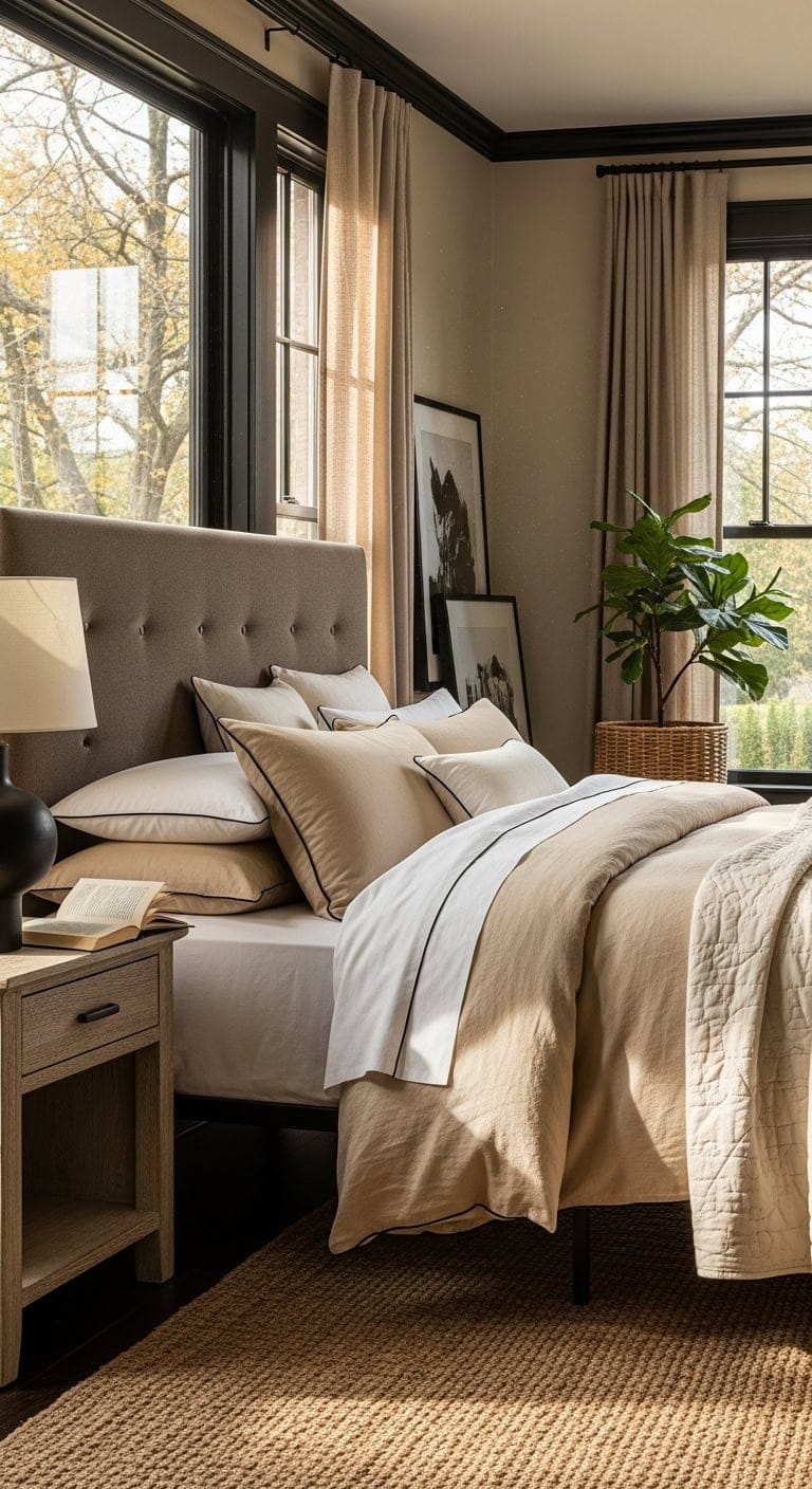tailored layered contrasting inviting bedding