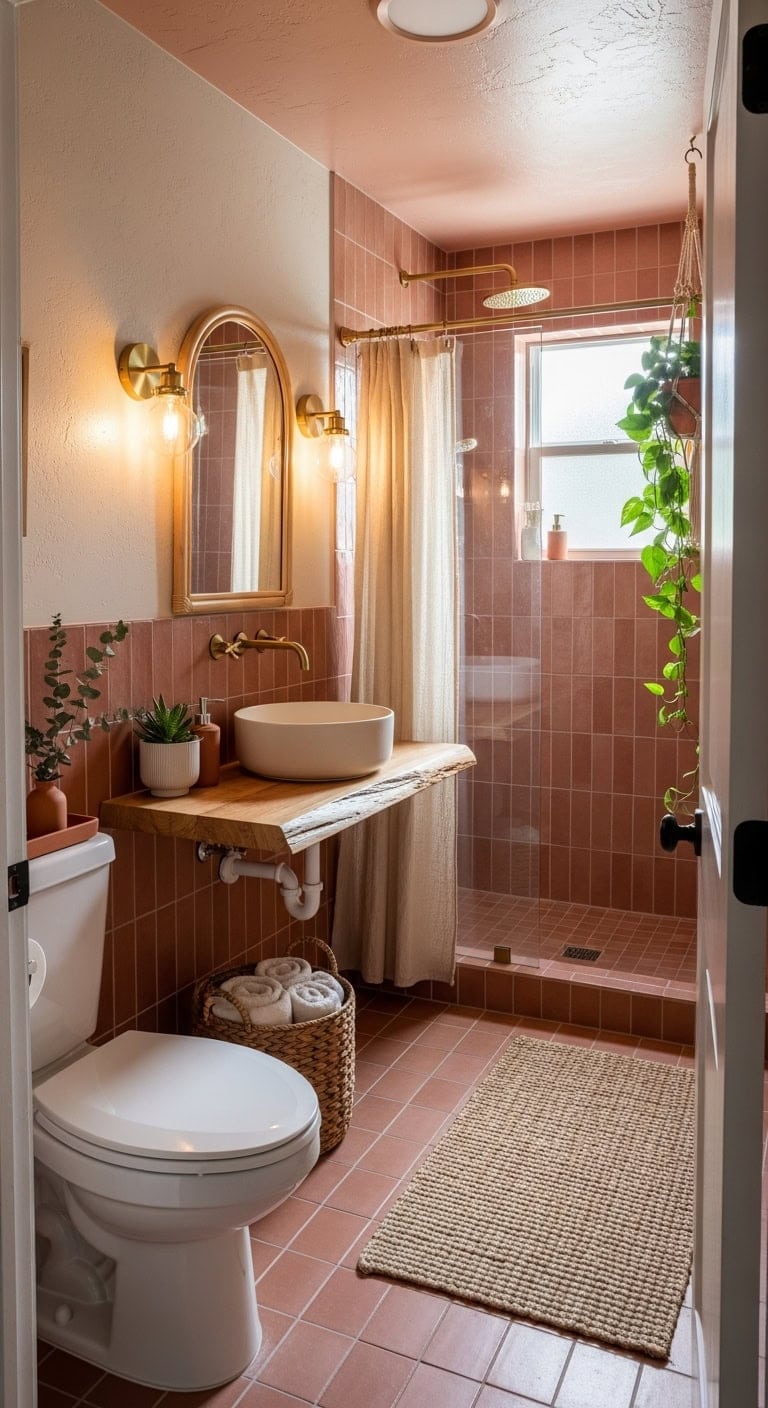 terracotta pink tiles earthy warm inviting