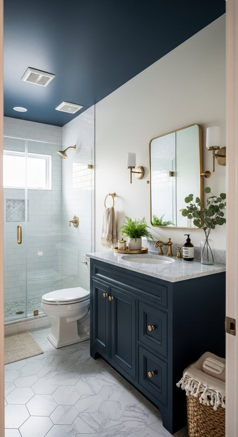 timeless elegance in compact powder room