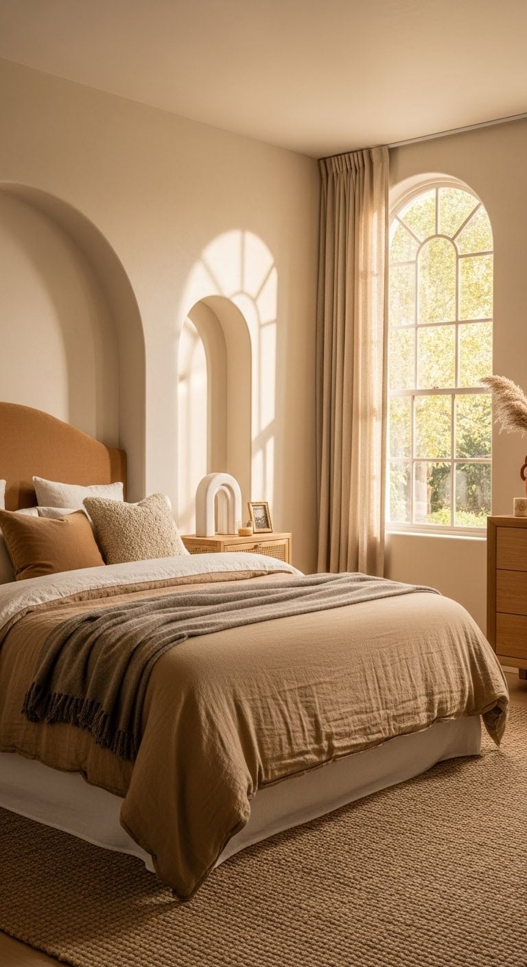 timeless warm welcoming beige bedroom retreat