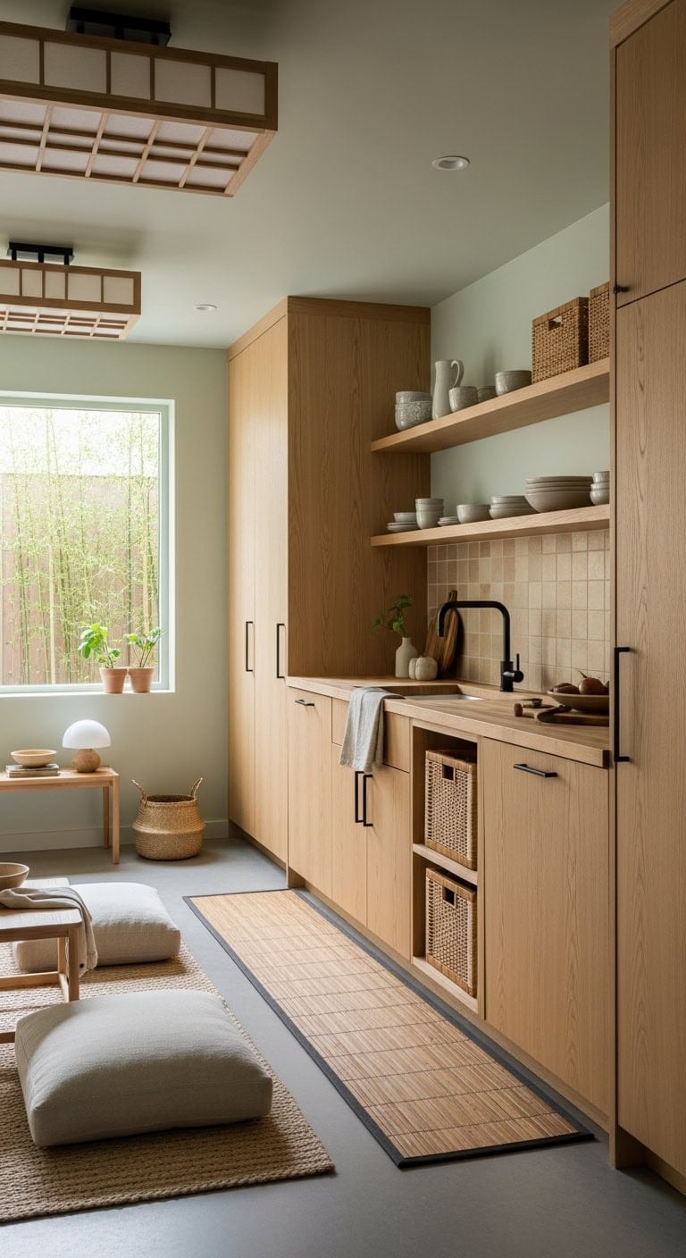 tranquil japanese inspired minimal open floor plan