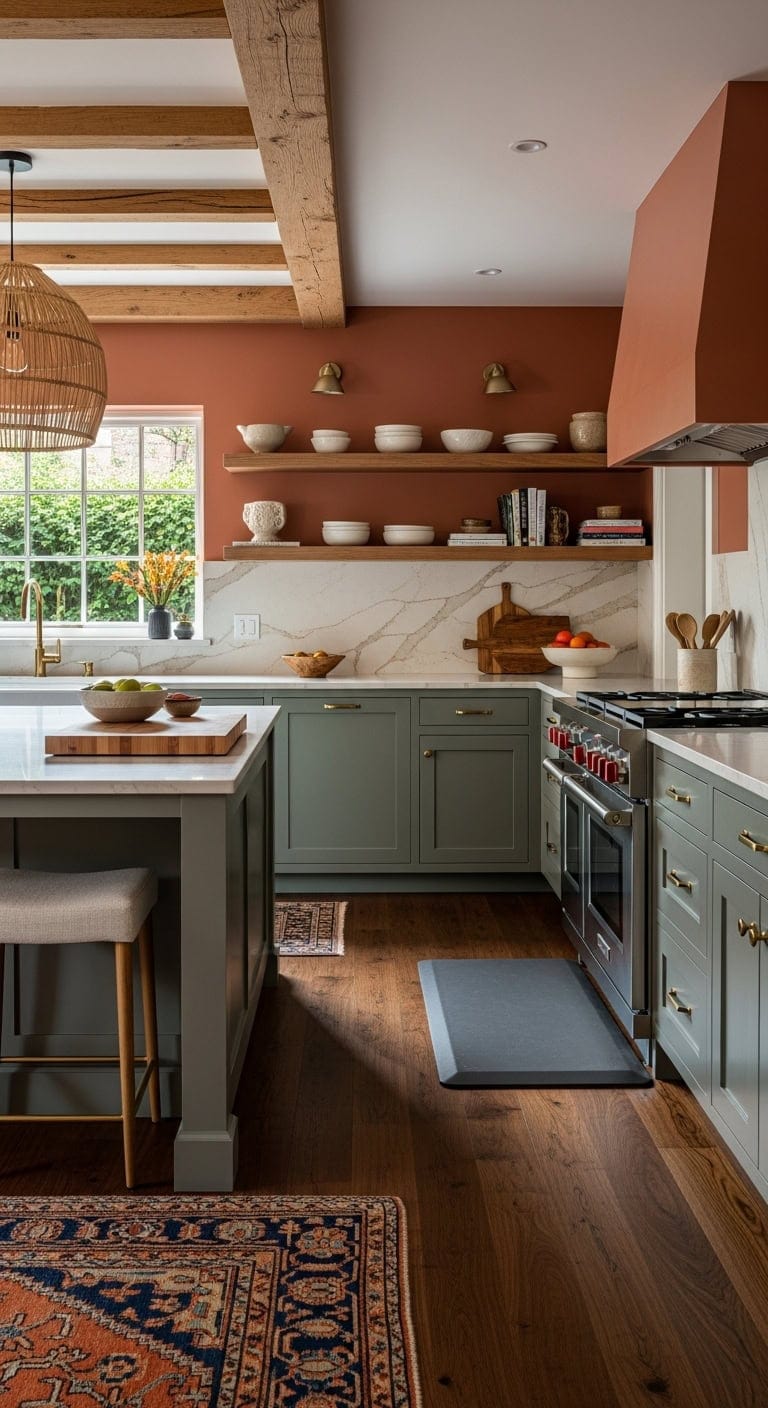 transitional partially private kitchen island