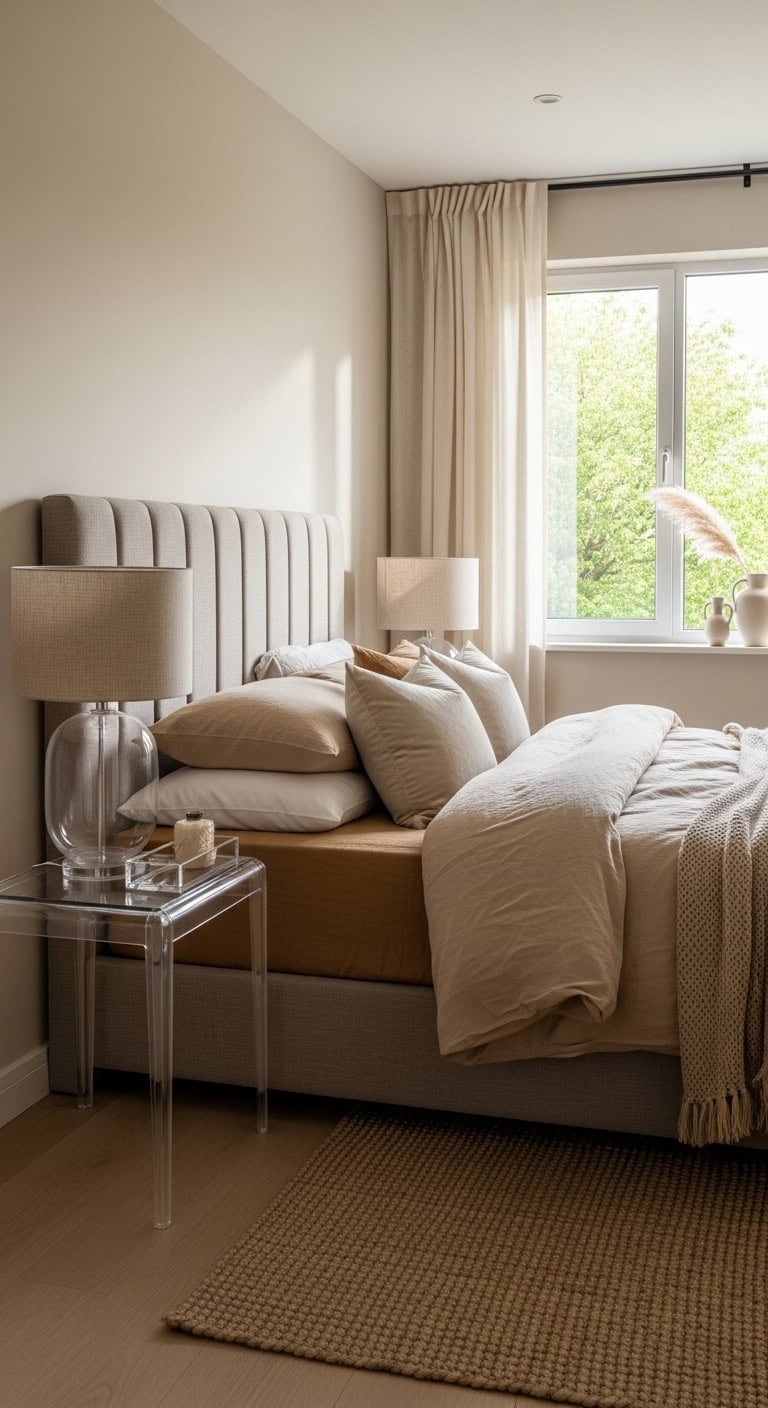 transparent lighting enhances airy bedroom ambiance