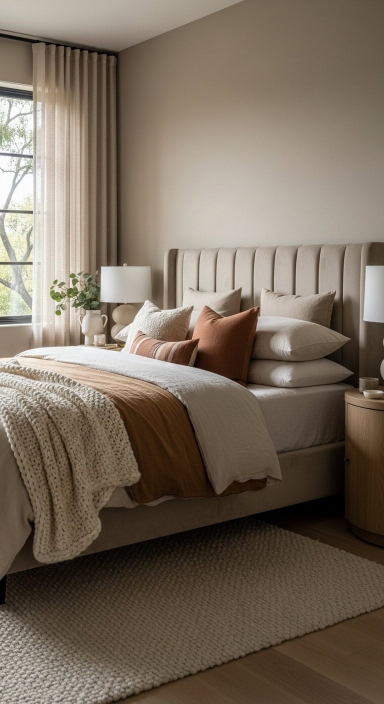 understated elegant velvet beige bedframe