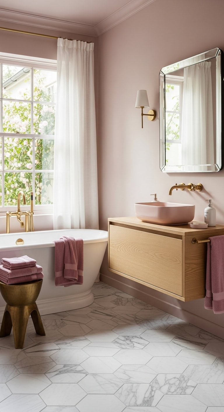 understated feminine bathroom design inspiration