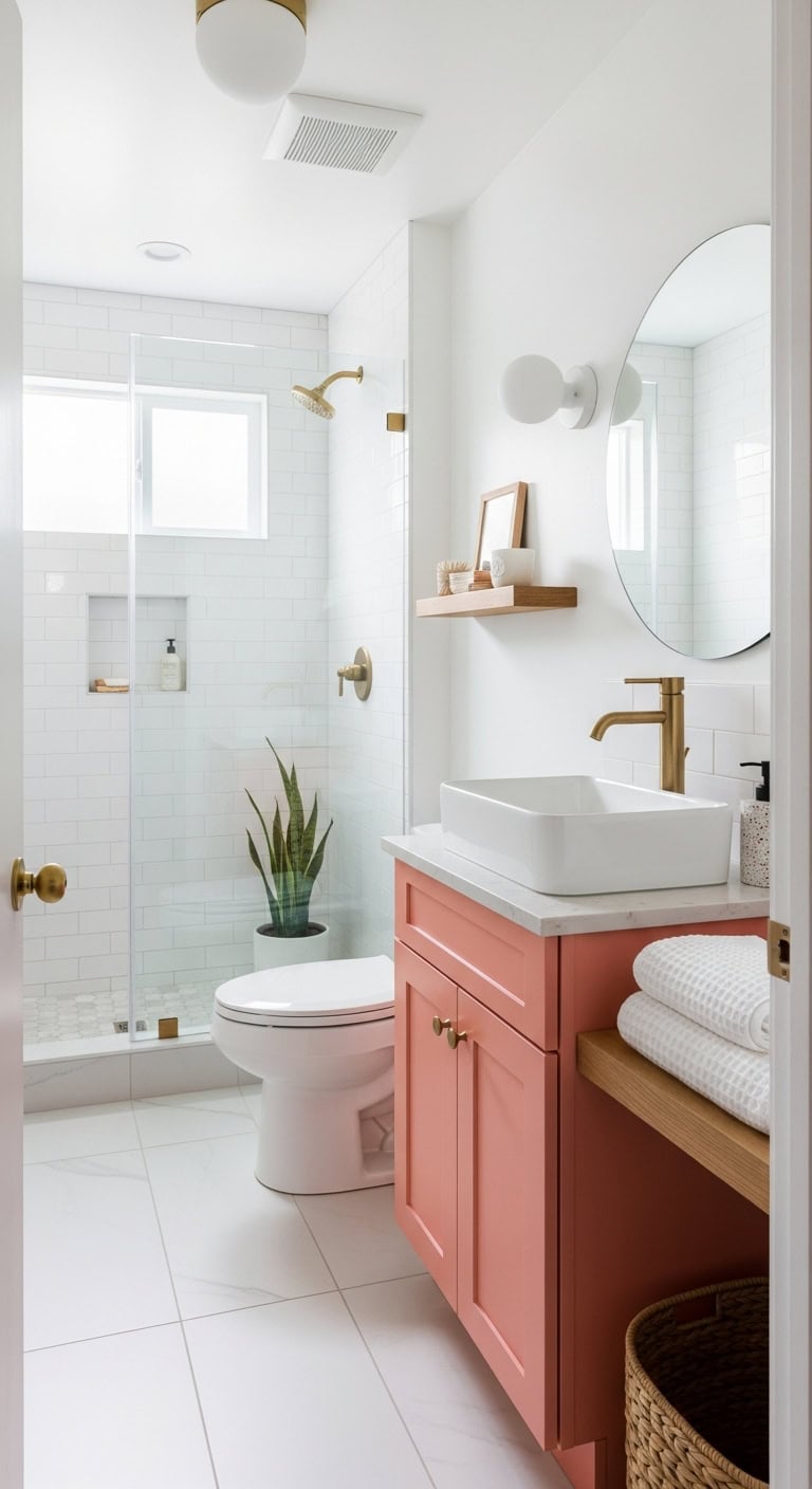 unexpected focal minimalist bathroom delight