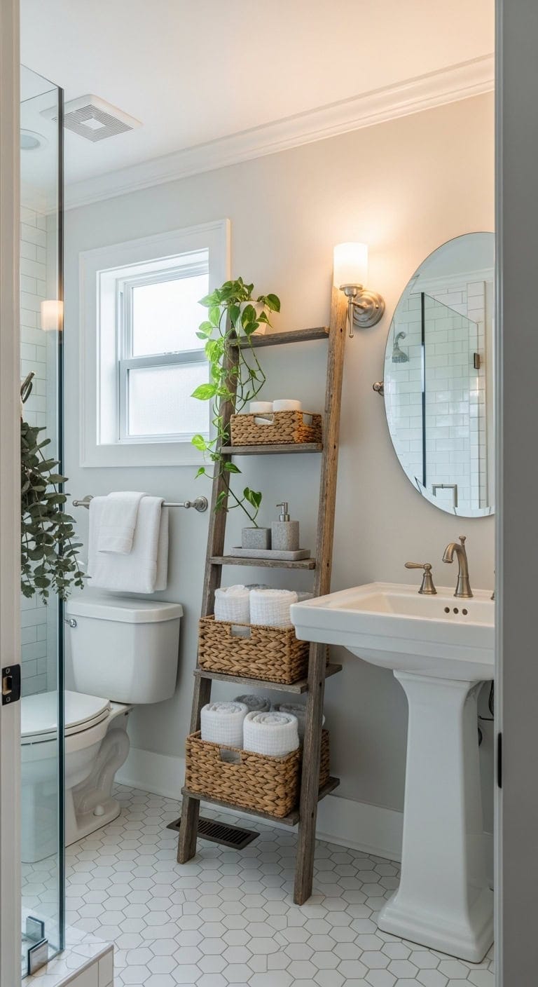 vertical storage for compact bathrooms