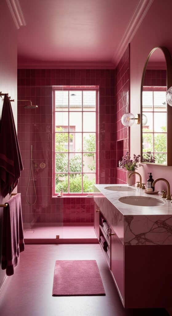 23 Dark Pink Bathroom Ideas That Go Beyond Pale Pastels