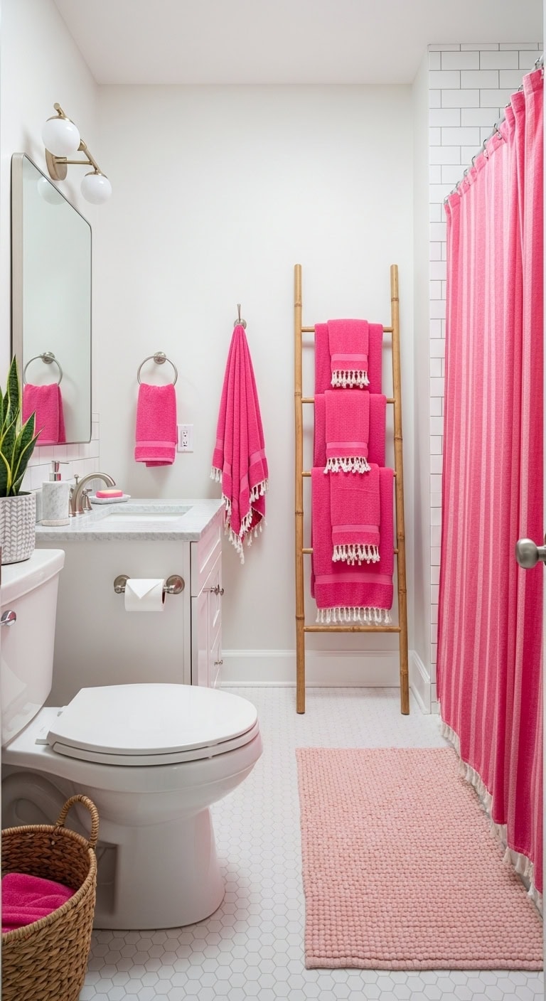 vibrant pink bathroom transformation tips
