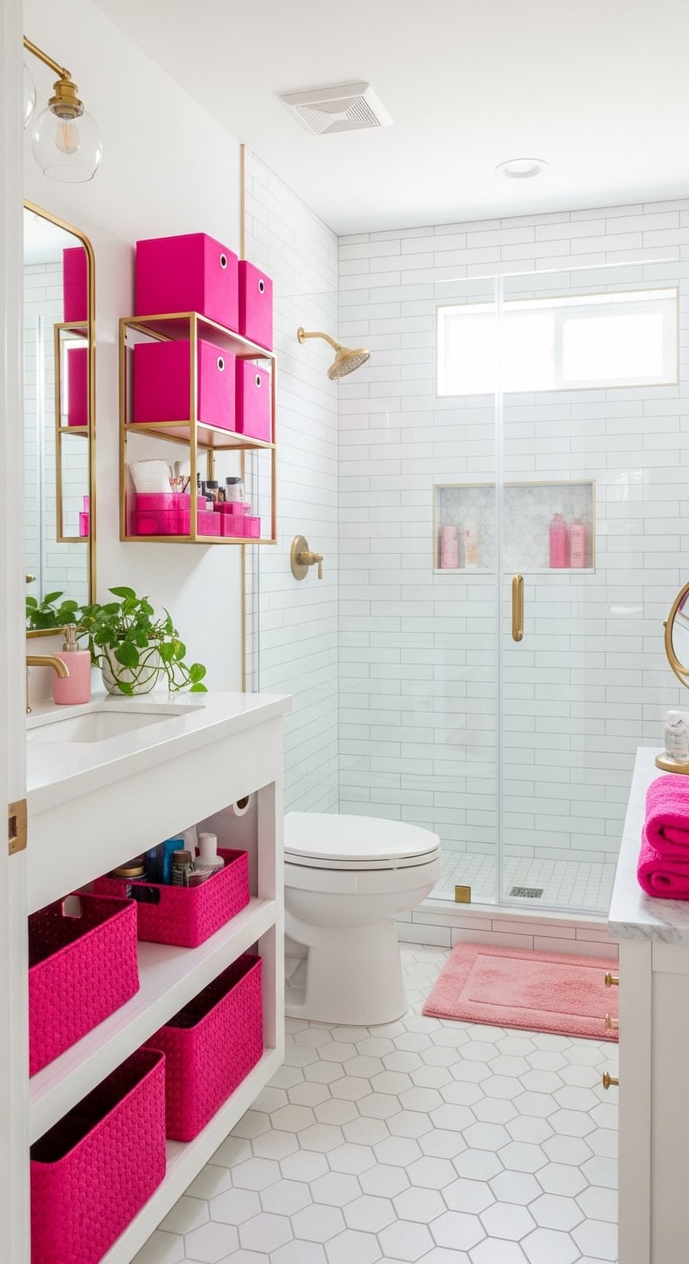 vibrant sleek functional bathroom storage