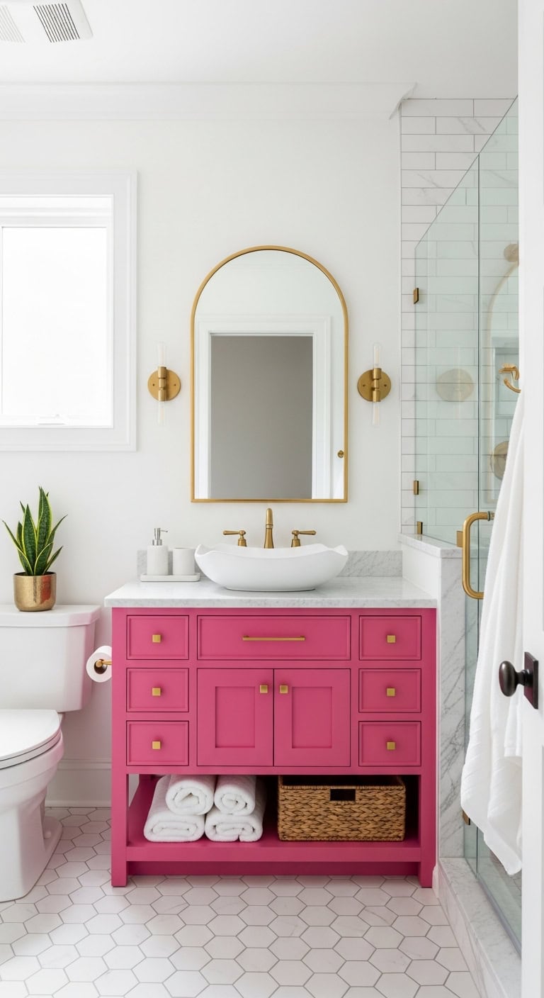 vibrant statement making designer inspired bathroom vanity