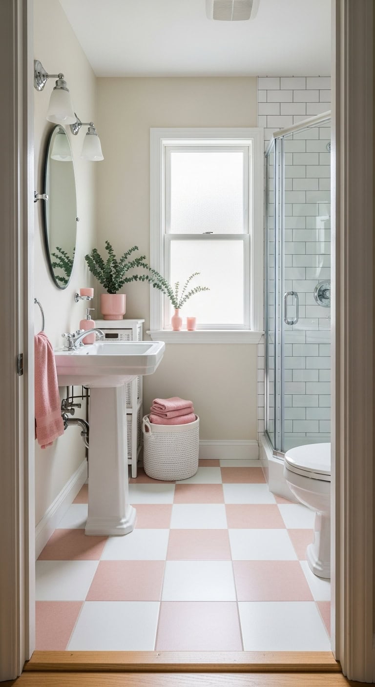 vibrant vintage bathroom charm