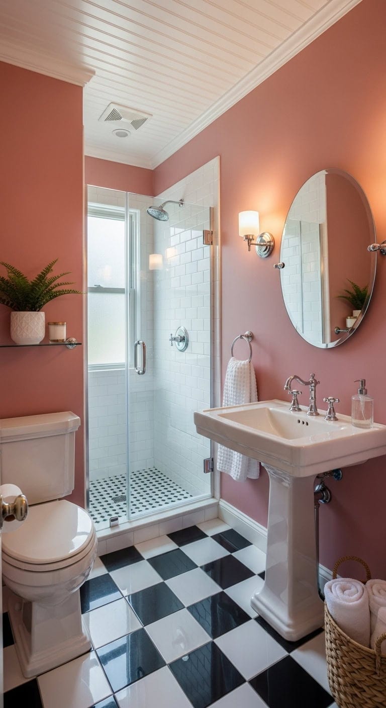 vintage feminine geometric timeless bathroom style