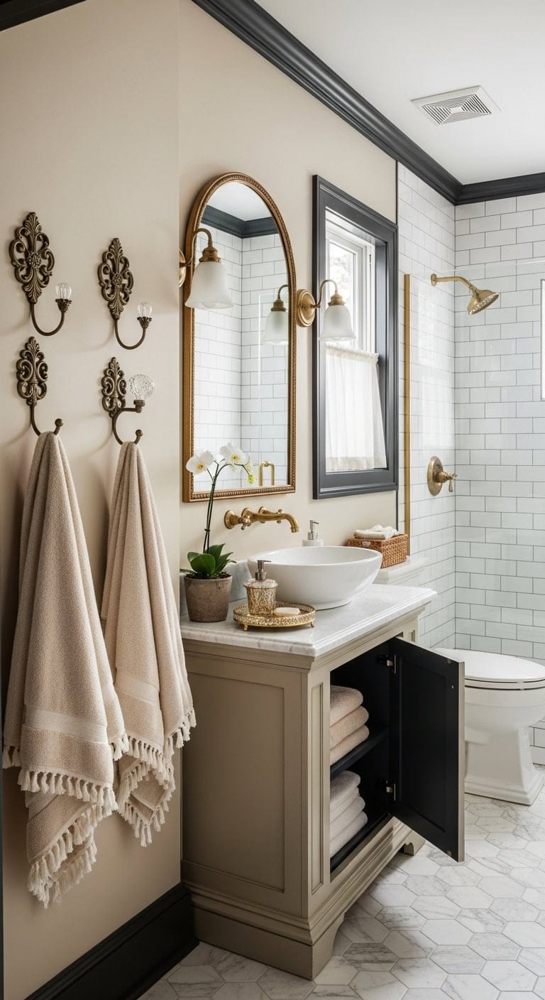 vintage glam space saving decorative opulent bathroom