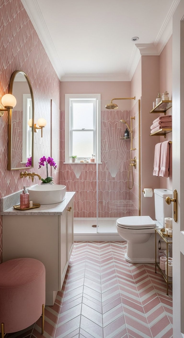 vintage glamour geometric pink patterns
