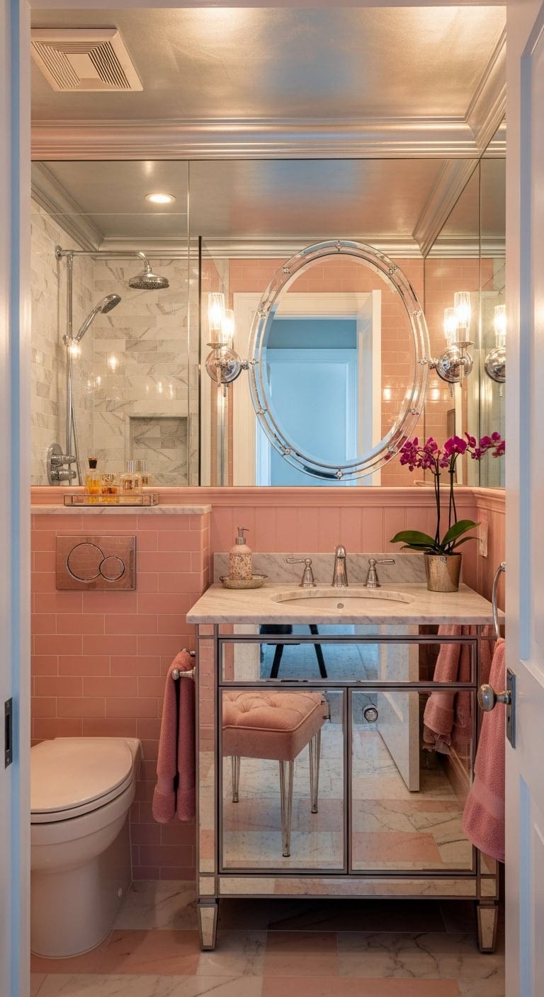 vintage hollywood glam bathroom transformation