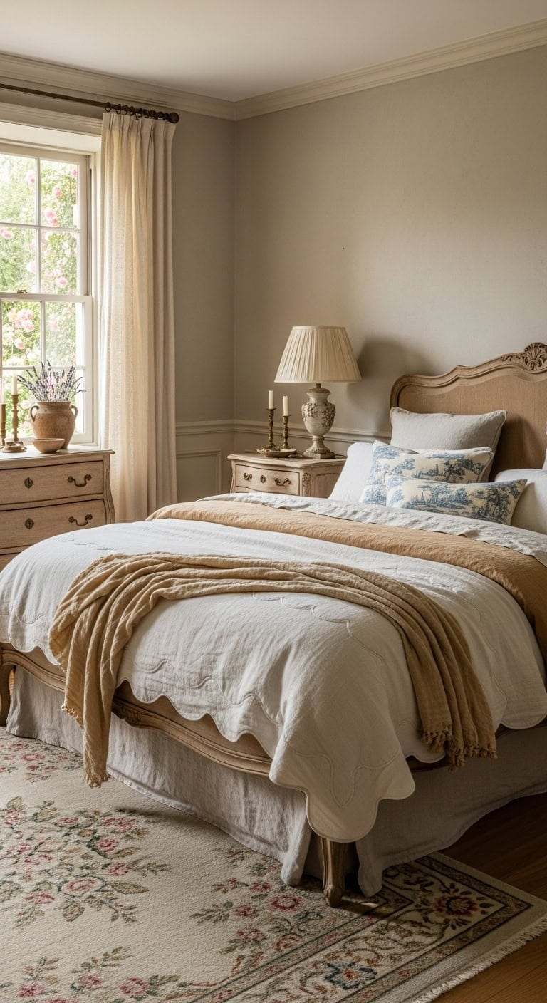 vintage inspired warm neutral french retreat