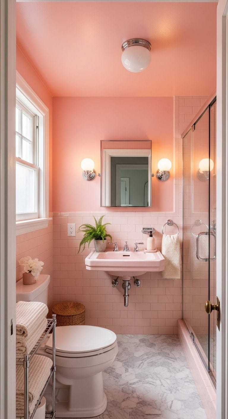 vintage lighting elevates period bathroom