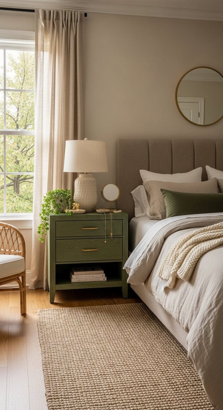 vivid contrast in neutral bedroom
