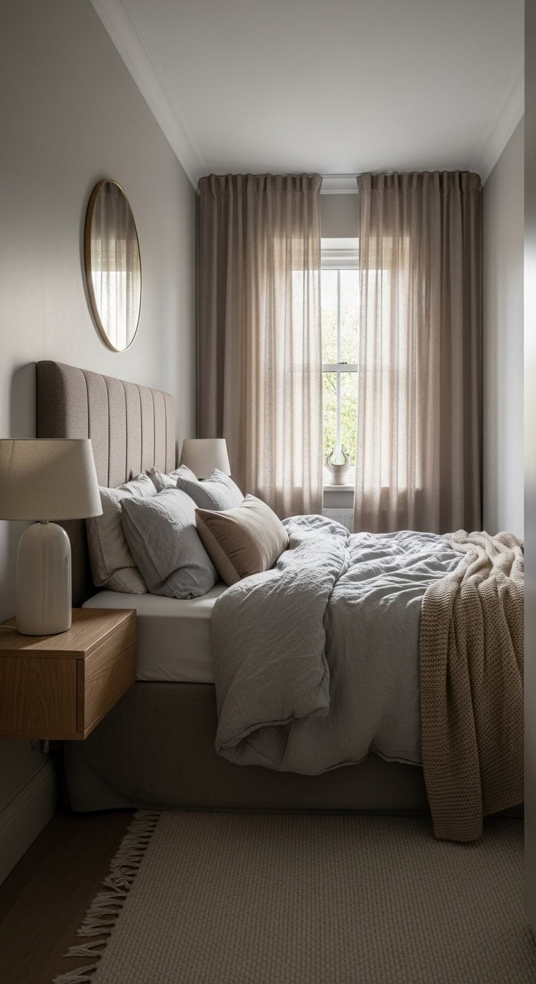 warm airy spacious small bedroom design