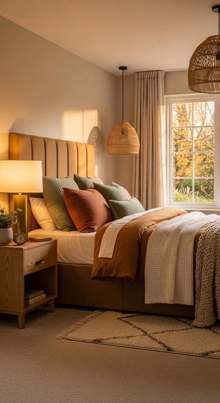 warm cozy inviting relaxing bedroom retreat