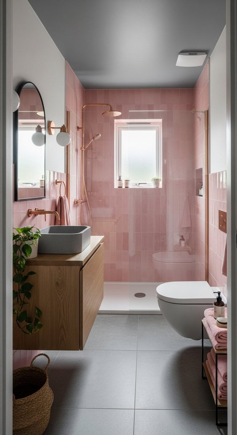 warm industrial bathroom design