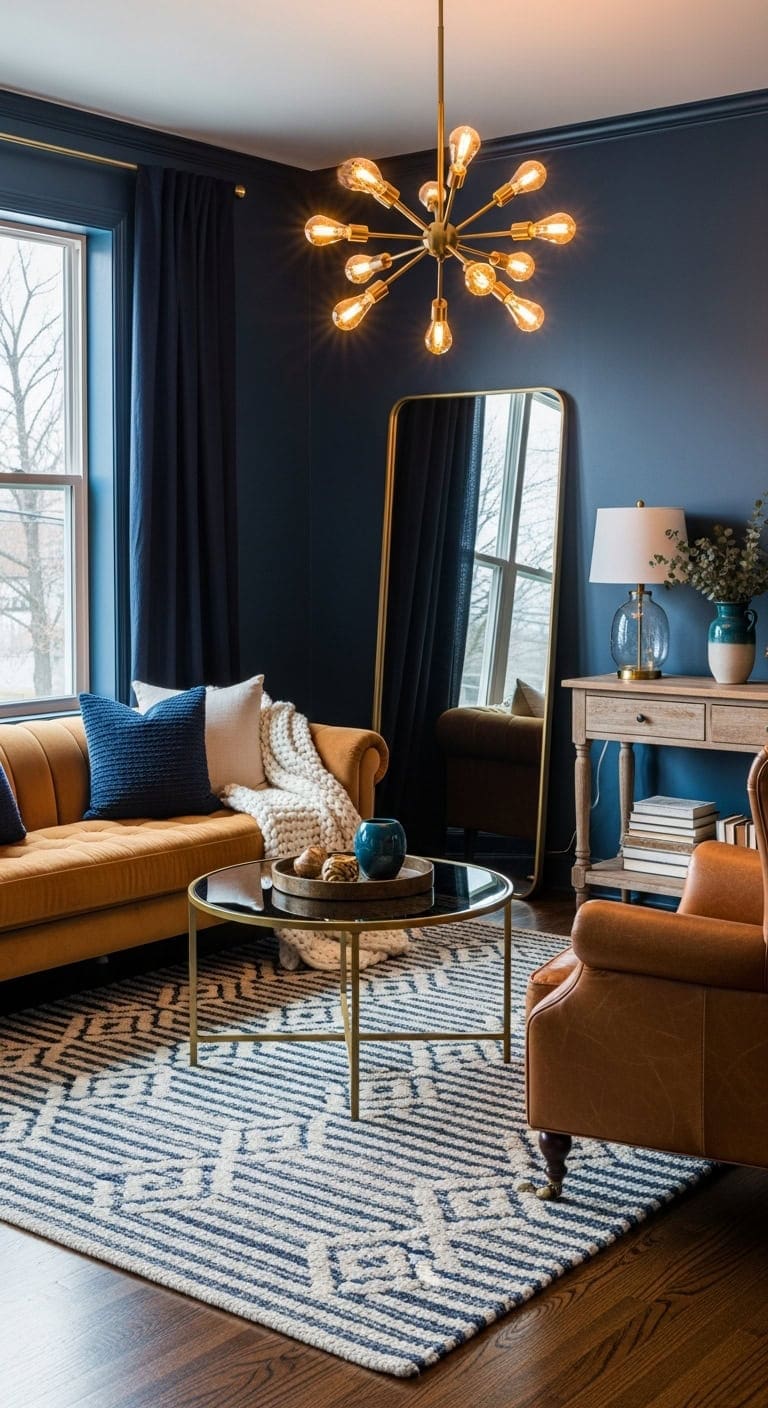 warm metallic on elegant navy