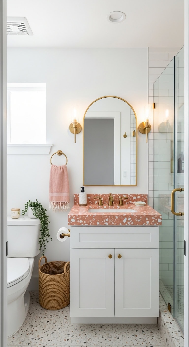 warm modern sophisticated bathroom vanity