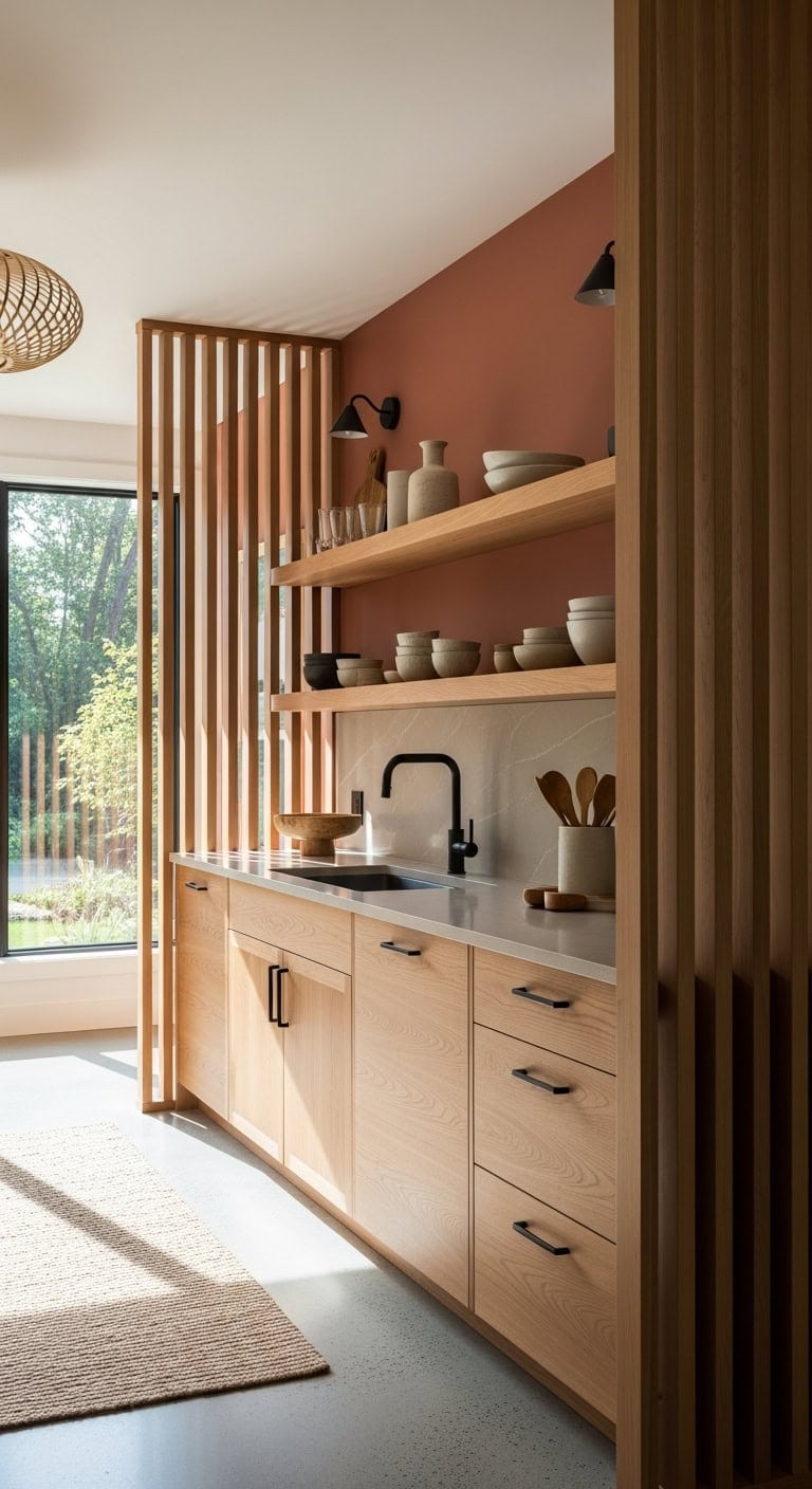 warm modern textured wood accents