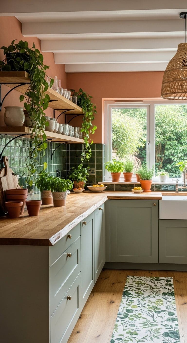 warm organic kitchen softening hard surfaces