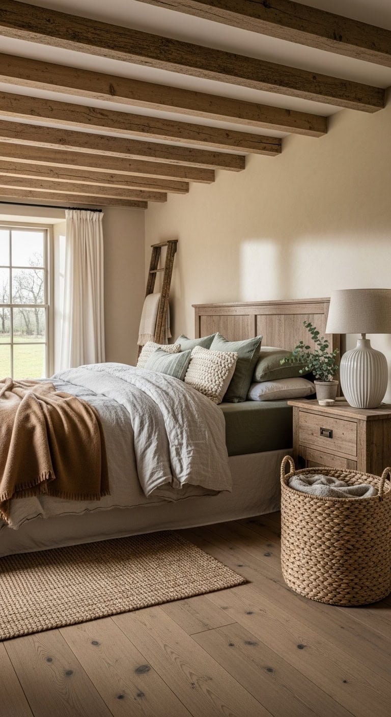 warm rustic inviting natural inspired bedroom