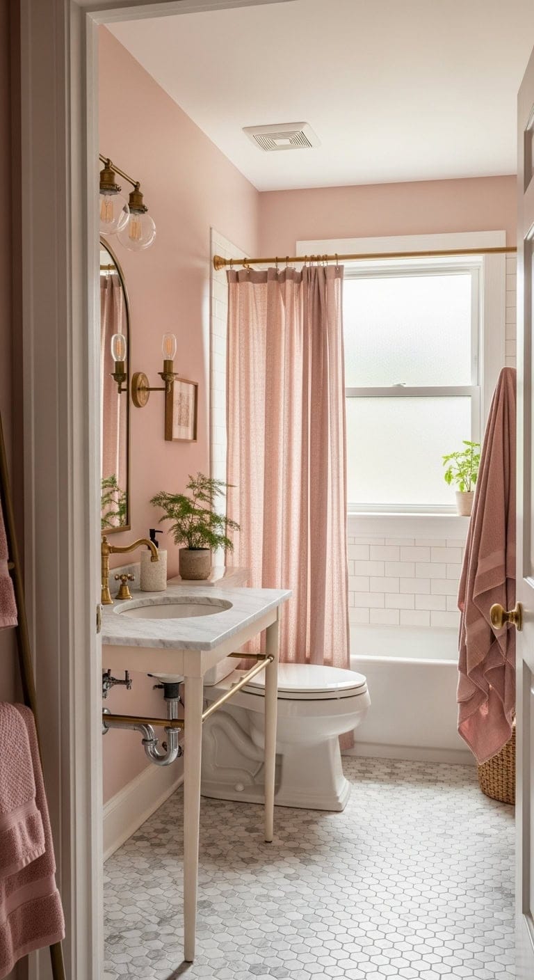 warm soft romantic vintage bathroom