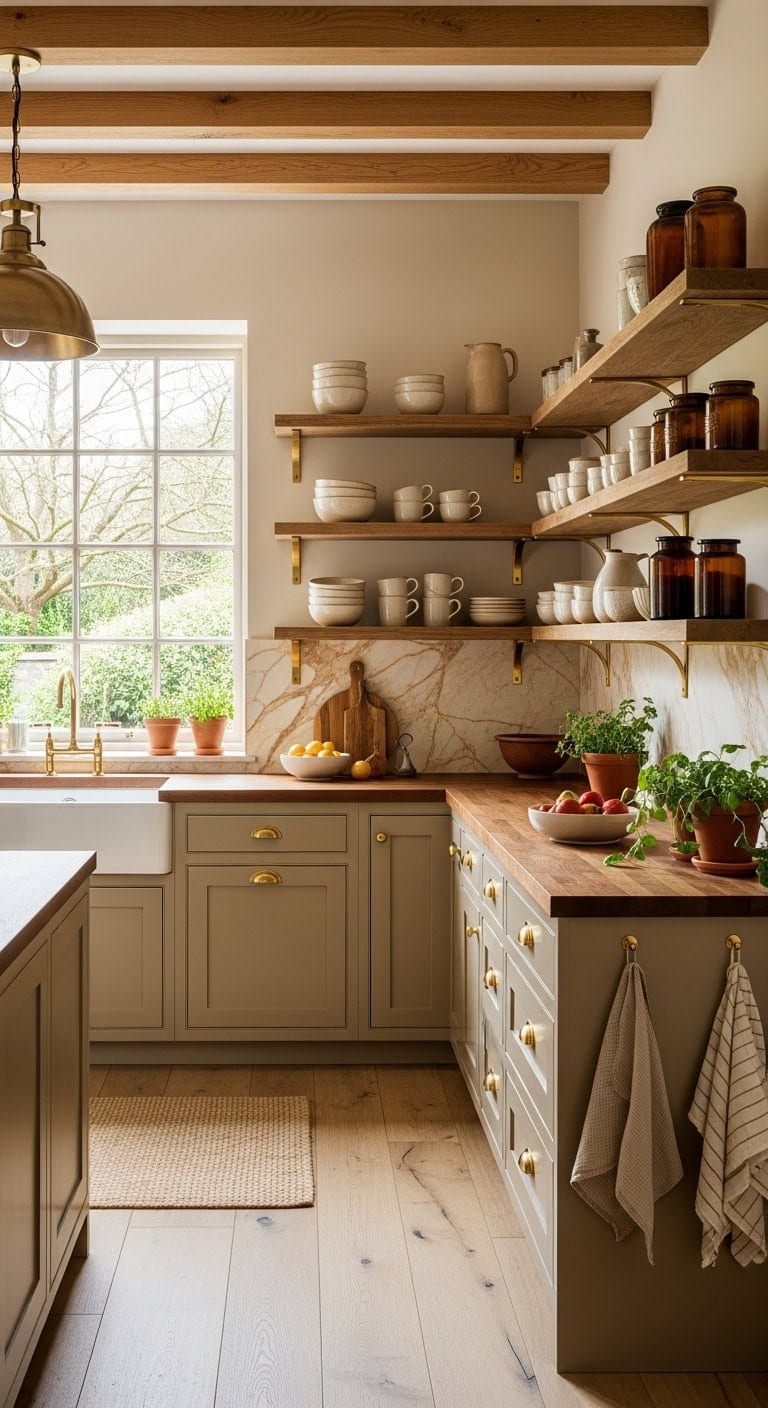 warm sophisticated metallic kitchen transformation