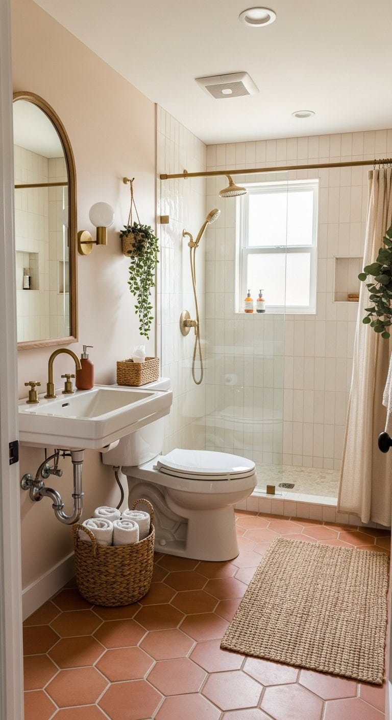 warm terracotta mediterranean bathroom retreat