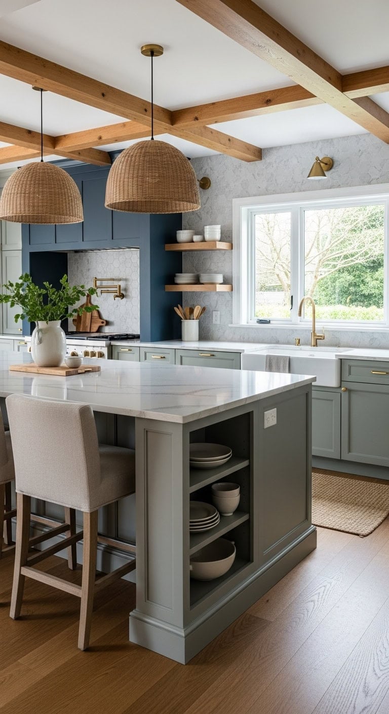 warm wood open versatile kitchen island
