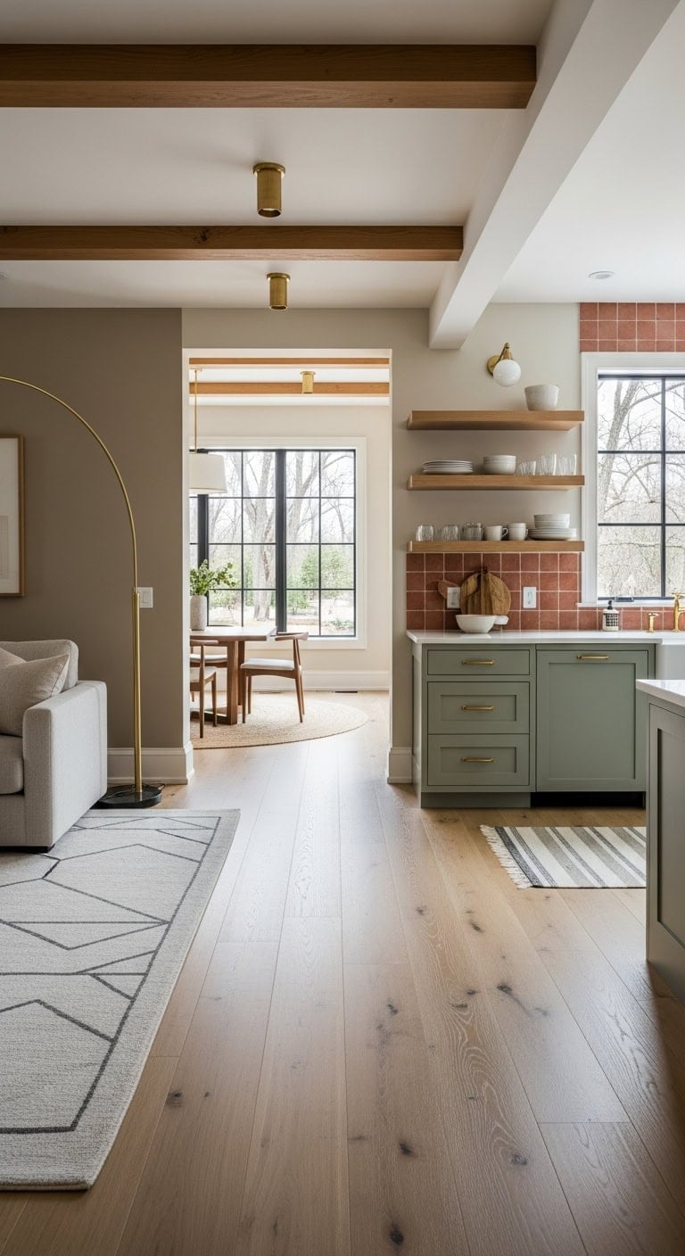 zoned open concept living with rugs