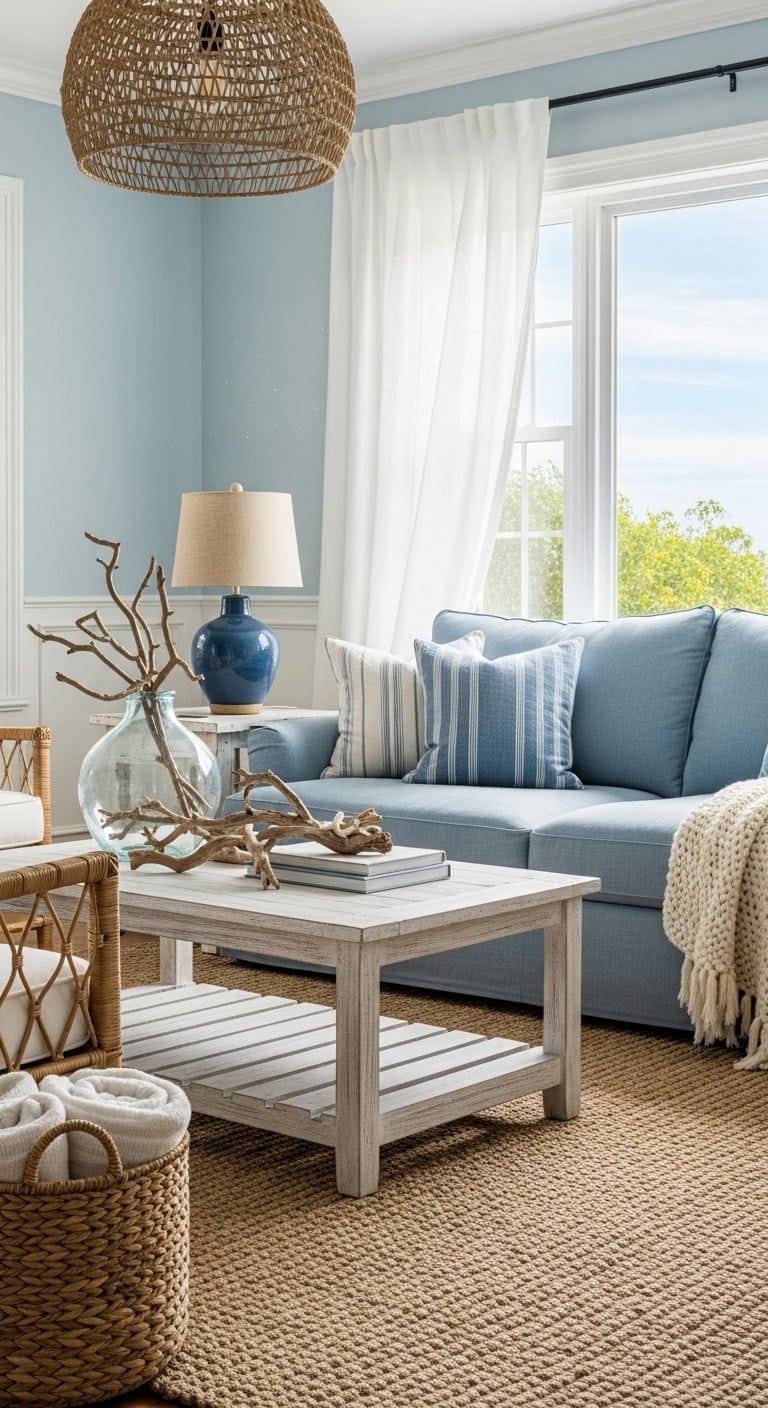 airy coastal living room decor