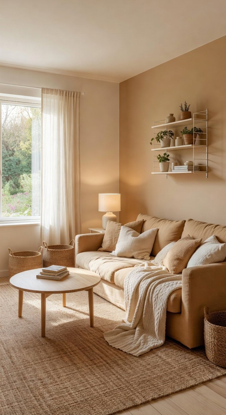 airy grounded light filled living room