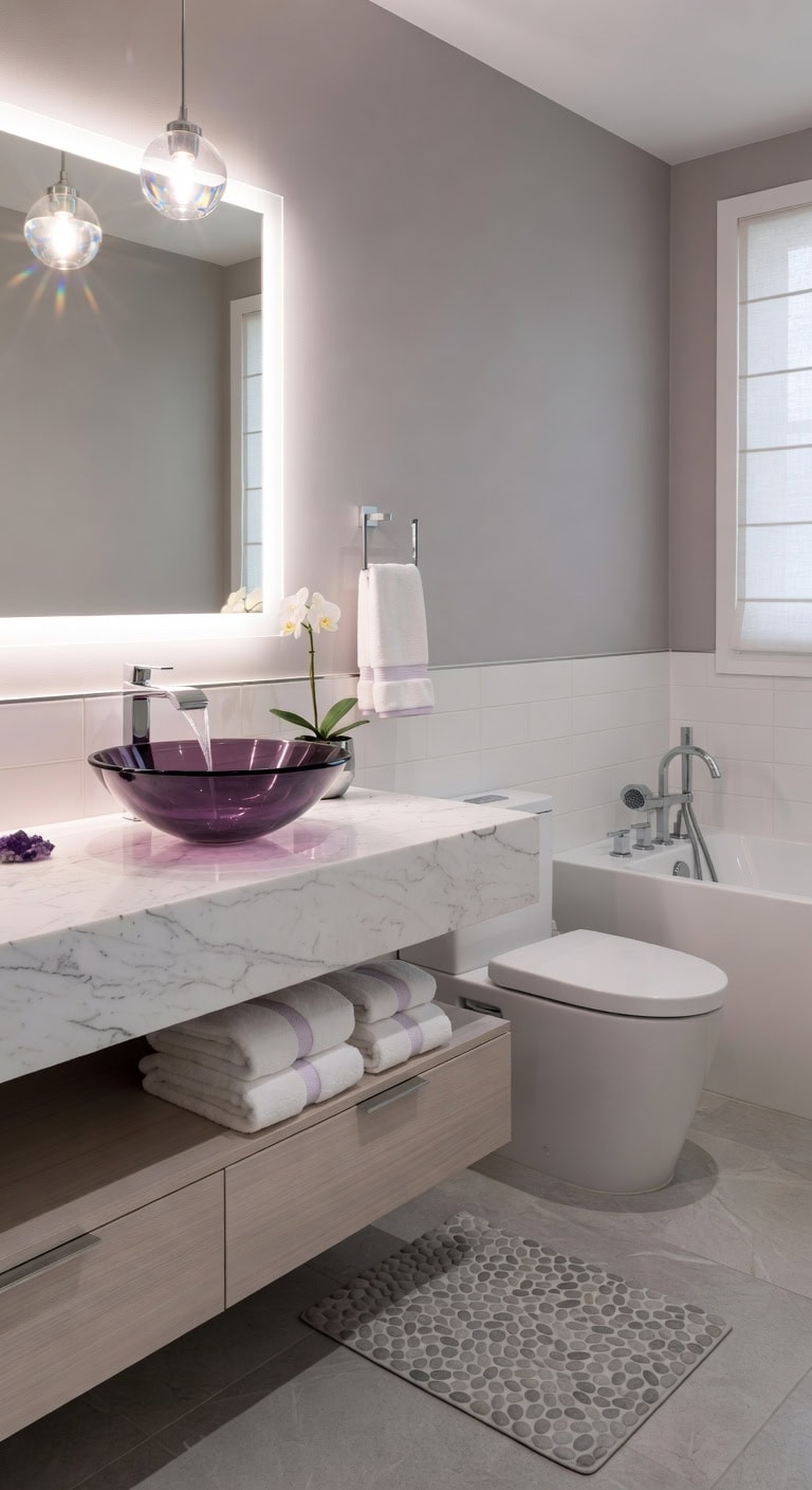 amethyst glass vessel sink showstopper